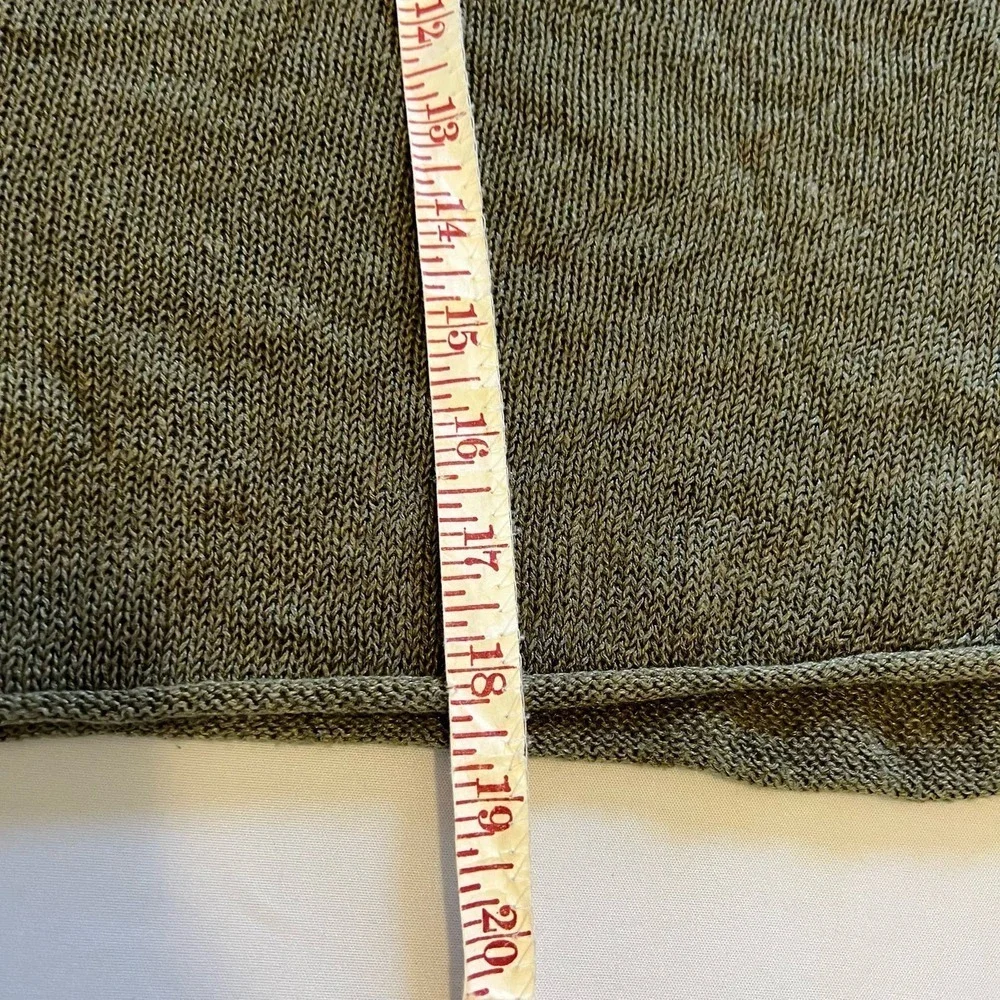 L.O.G.G. by H&M linen blend green cropped casual long sleeve top Sd - Picture 4 of 9